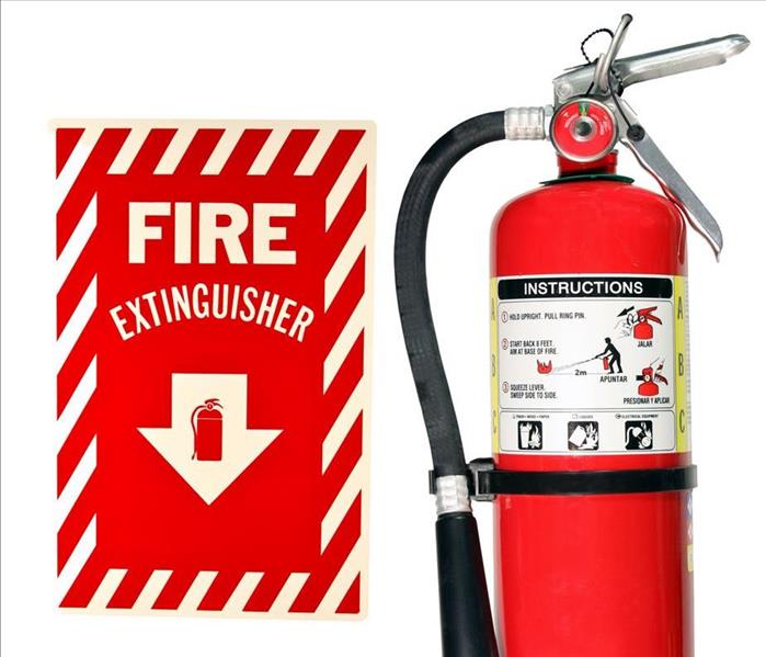 fire extinguisher and sign