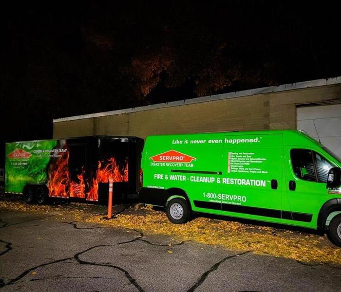 van and trailer servpro parked